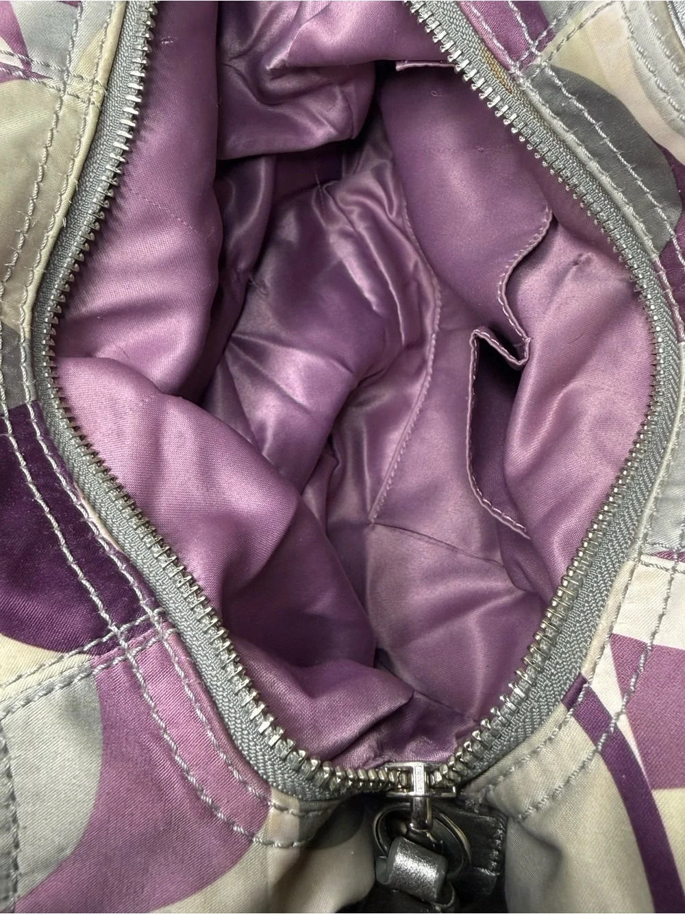 Vintage Y2K Coach Soho Lynn Scarf Print Hobo Bag Purple Silver F17406